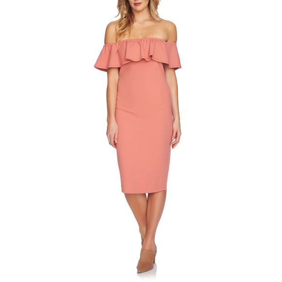 Ruffle off the shoulder midi dress size 4 - Picture 3 of 4